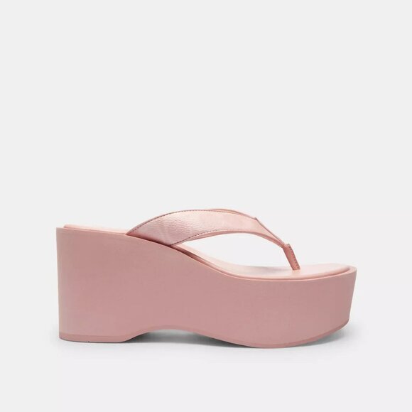 Coach Thong Wedge Sandal Women's Size 8 Powder Pink Slip-on Signature Canvas - Picture 4 of 4